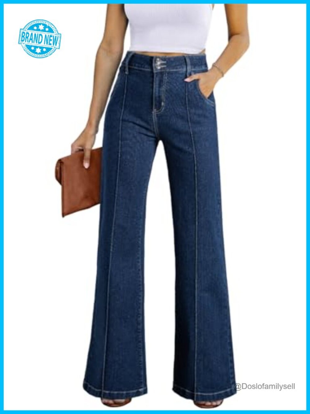 Sidefeel Womens High Waisted Wide Leg Jeans Stretch Denim Pants